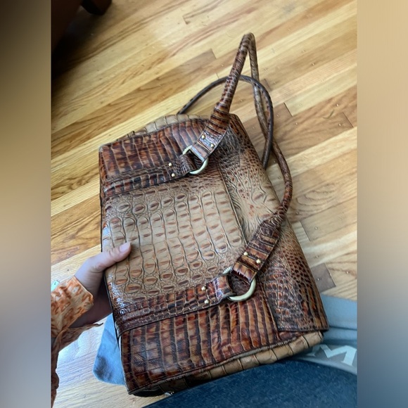 Brahmin Vintage Montfleur Satchel Handbag in Brown Croc Embossed Leather - Picture 9 of 14